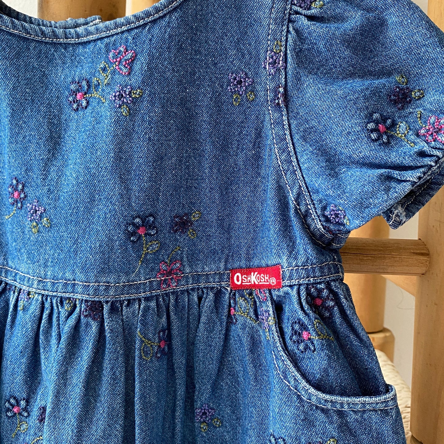 OshKosh Denim Floral Button-Back Dress (2Y)