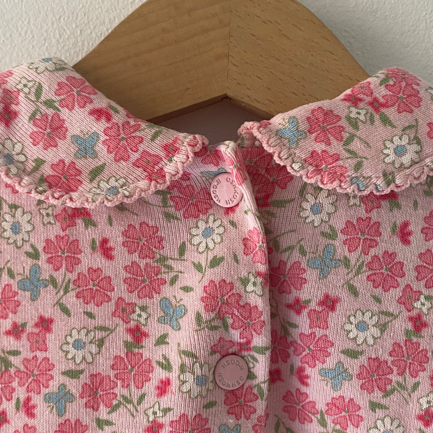 OshKosh Pink Floral Collared Romper (6/9M)