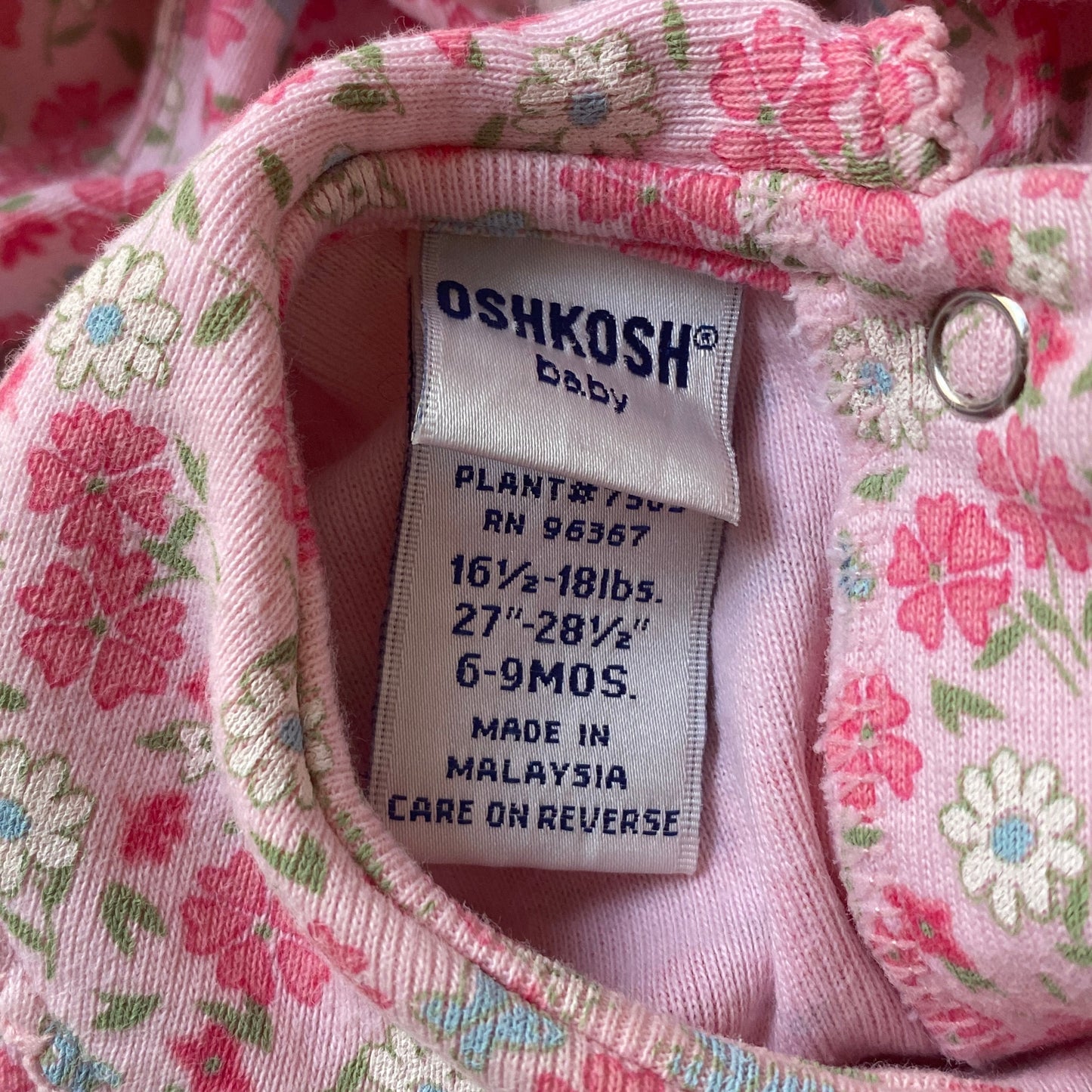 OshKosh Pink Floral Collared Romper (6/9M)