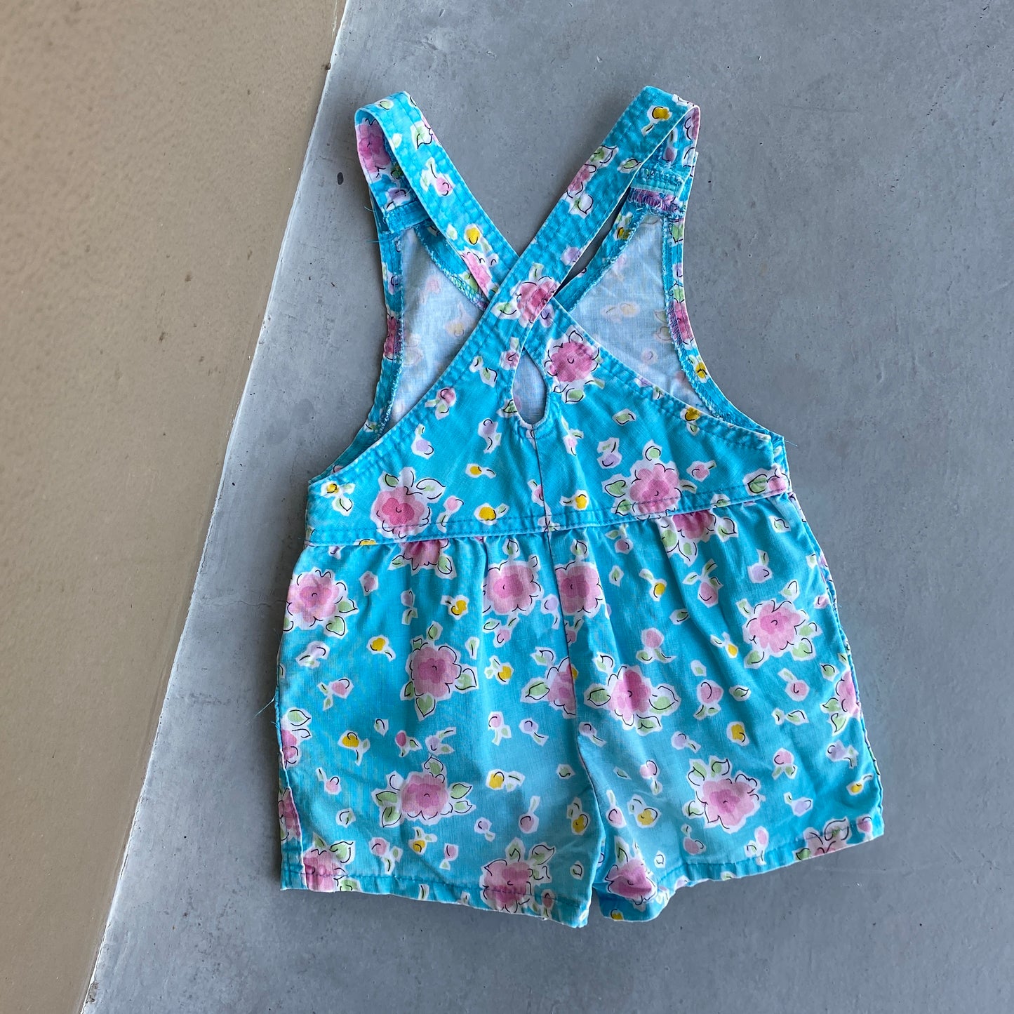 Vintage OshKosh Sky Blue Floral Shortalls (3T)
