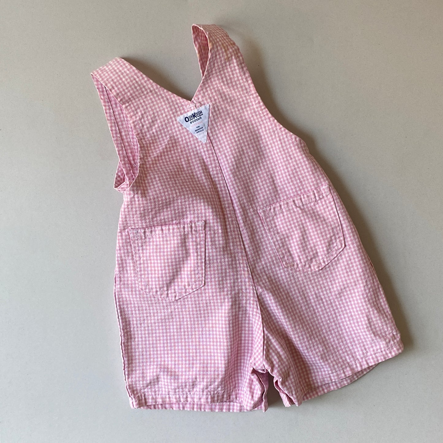 Vintage OshKosh Pink Gingham Shortalls (24M)