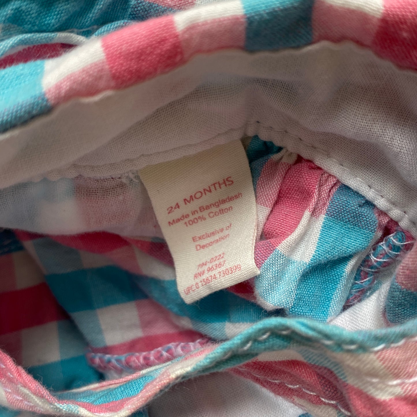 OshKosh Pink Blue Checks Shortalls (24M)