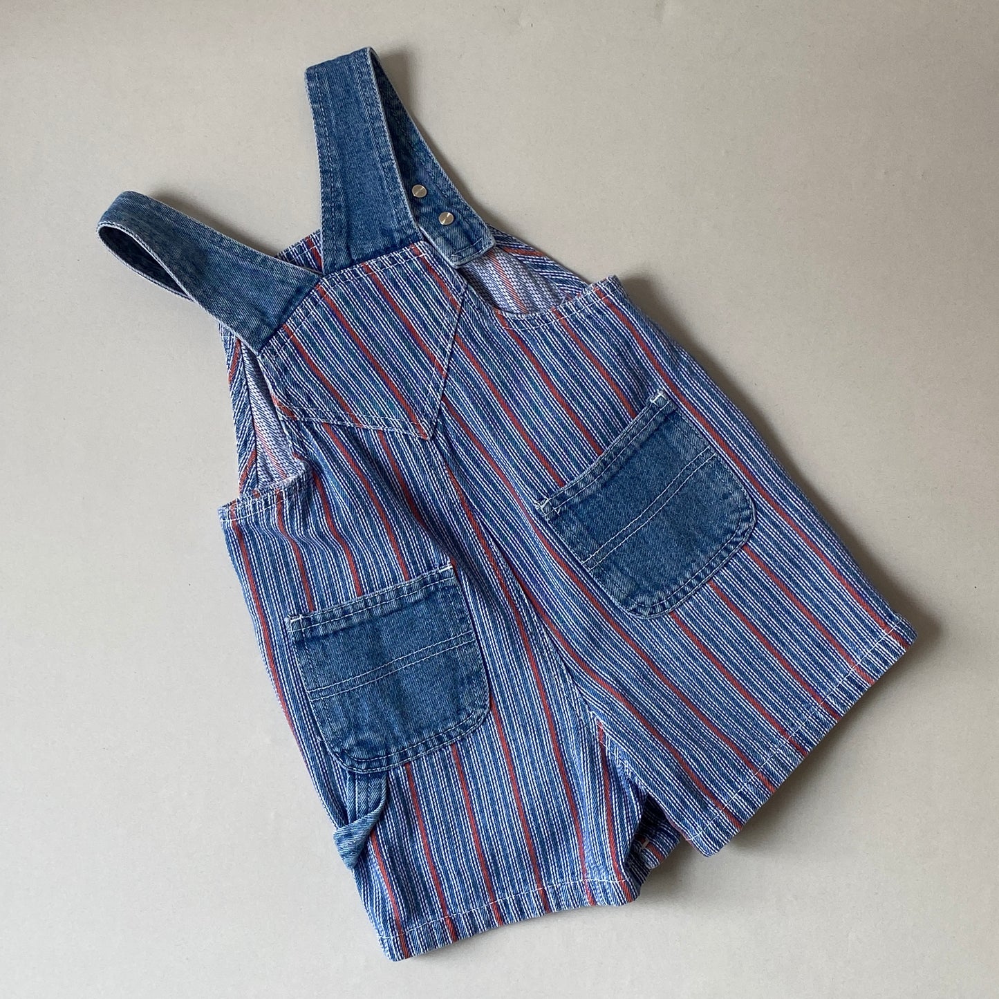 Vintage Blue Red Striped Elmo Baseball Shortalls (2T)