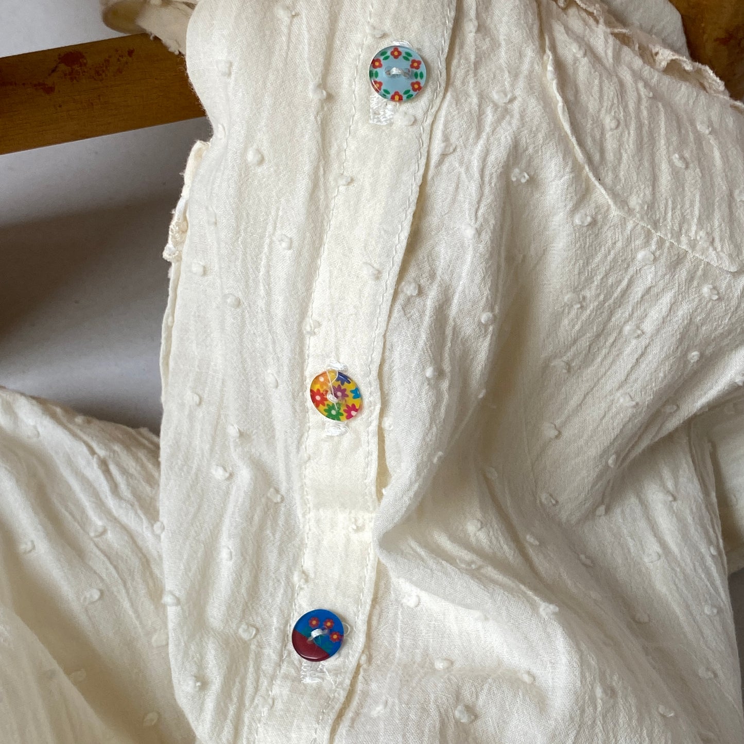 Cream Swiss Dot Jumpsuit (6/9M)