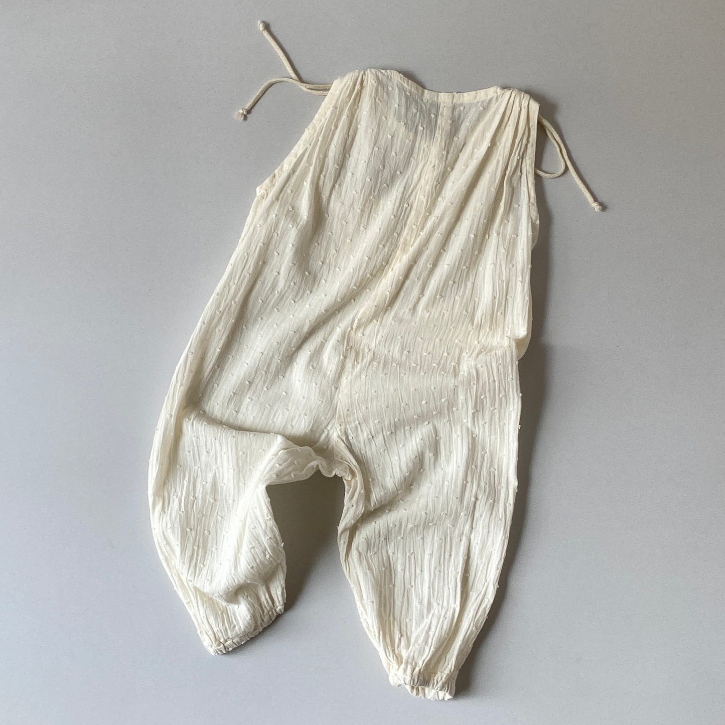 Cream Swiss Dot Jumpsuit (6/9M)