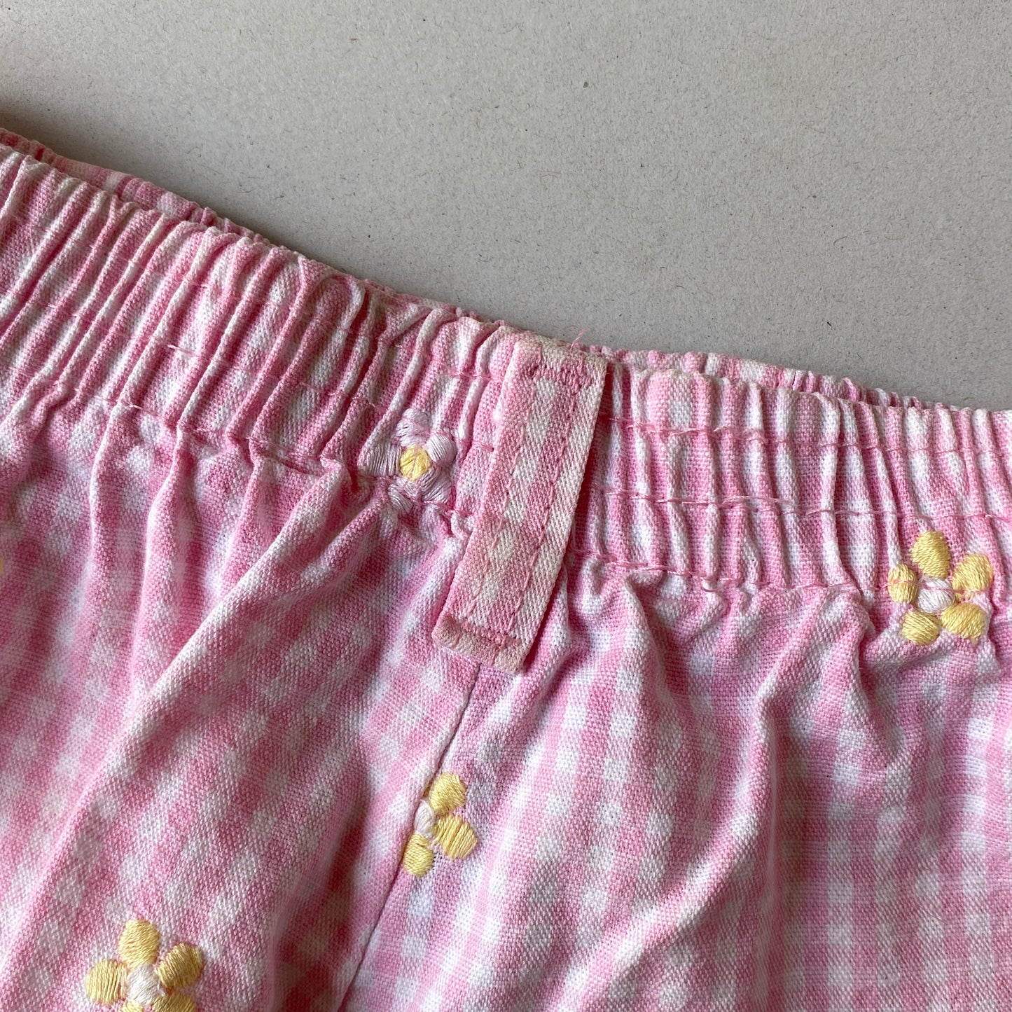 Vintage OshKosh Pink Gingham Floral Embroidered Shorts (2T)