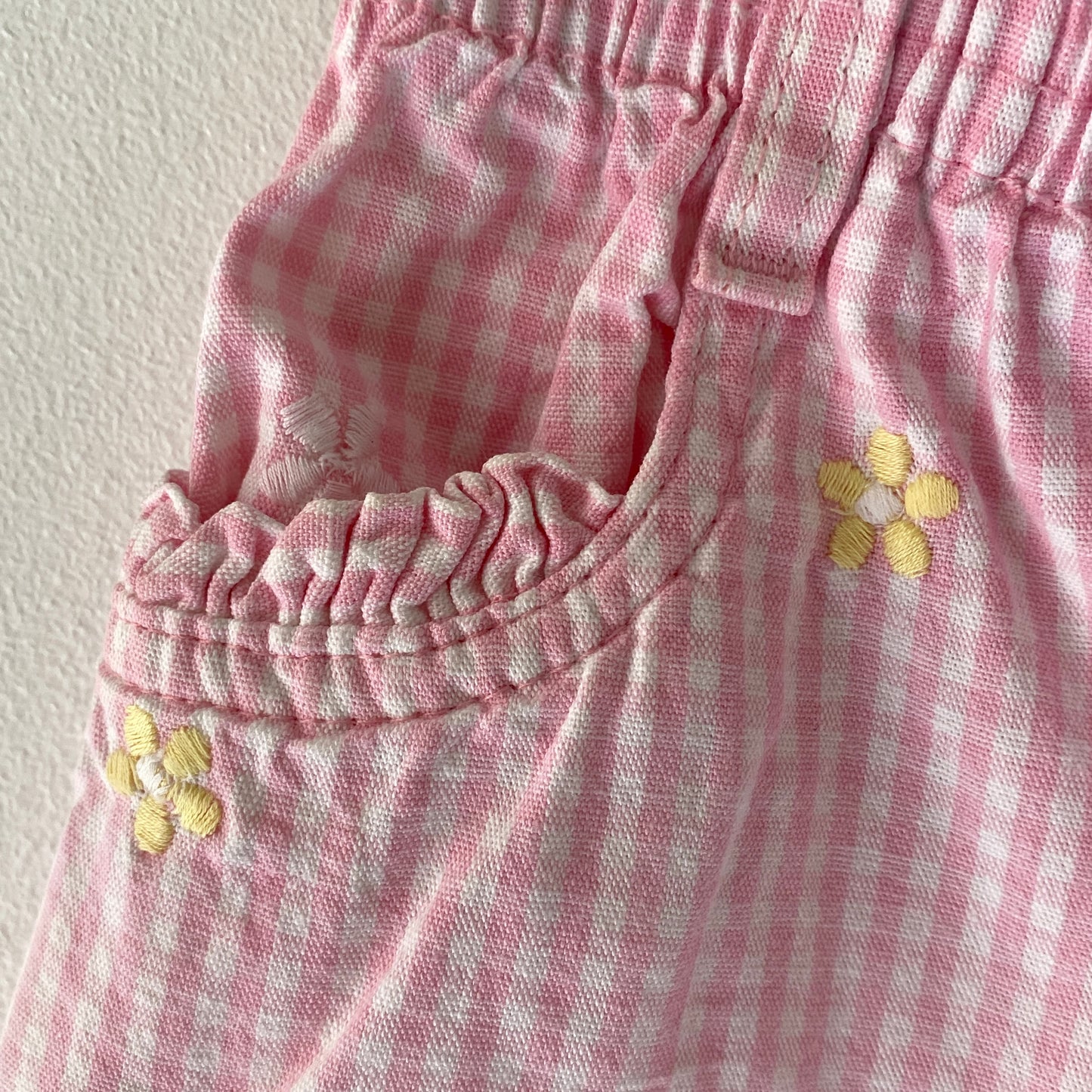 Vintage OshKosh Pink Gingham Floral Embroidered Shorts (2T)