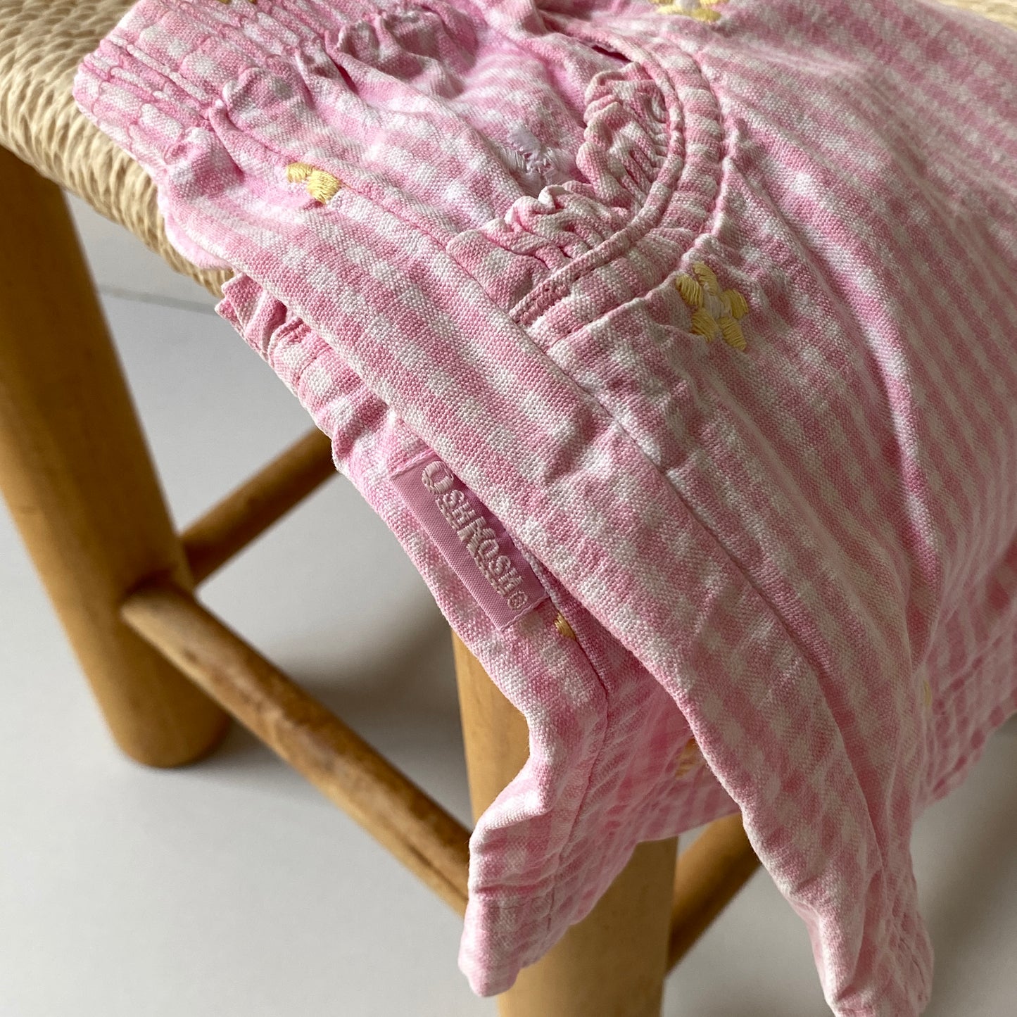 Vintage OshKosh Pink Gingham Floral Embroidered Shorts (2T)