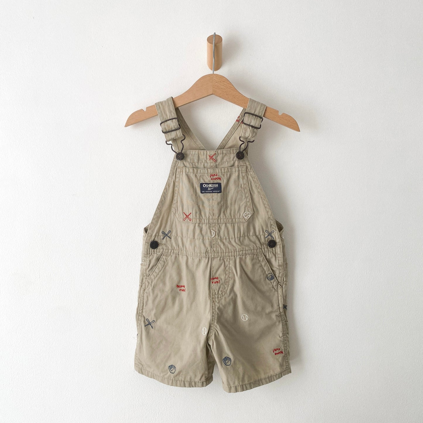 OshKosh Khaki Baseball Shortalls (18-24M)