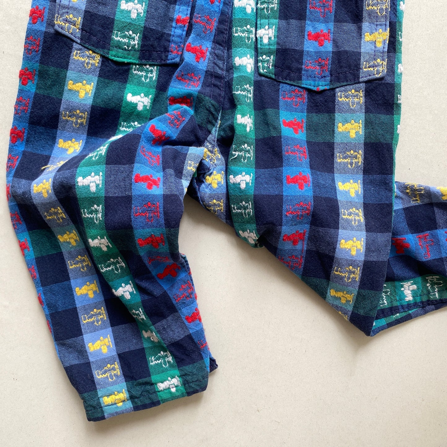 Vintage OshKosh Rainbow Checkered Overalls (18M)
