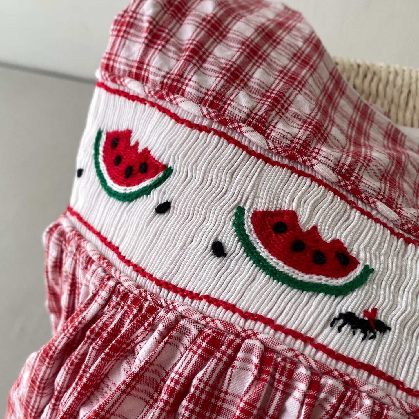 Vintage Red Smocked Tie-Back Dress (6M)