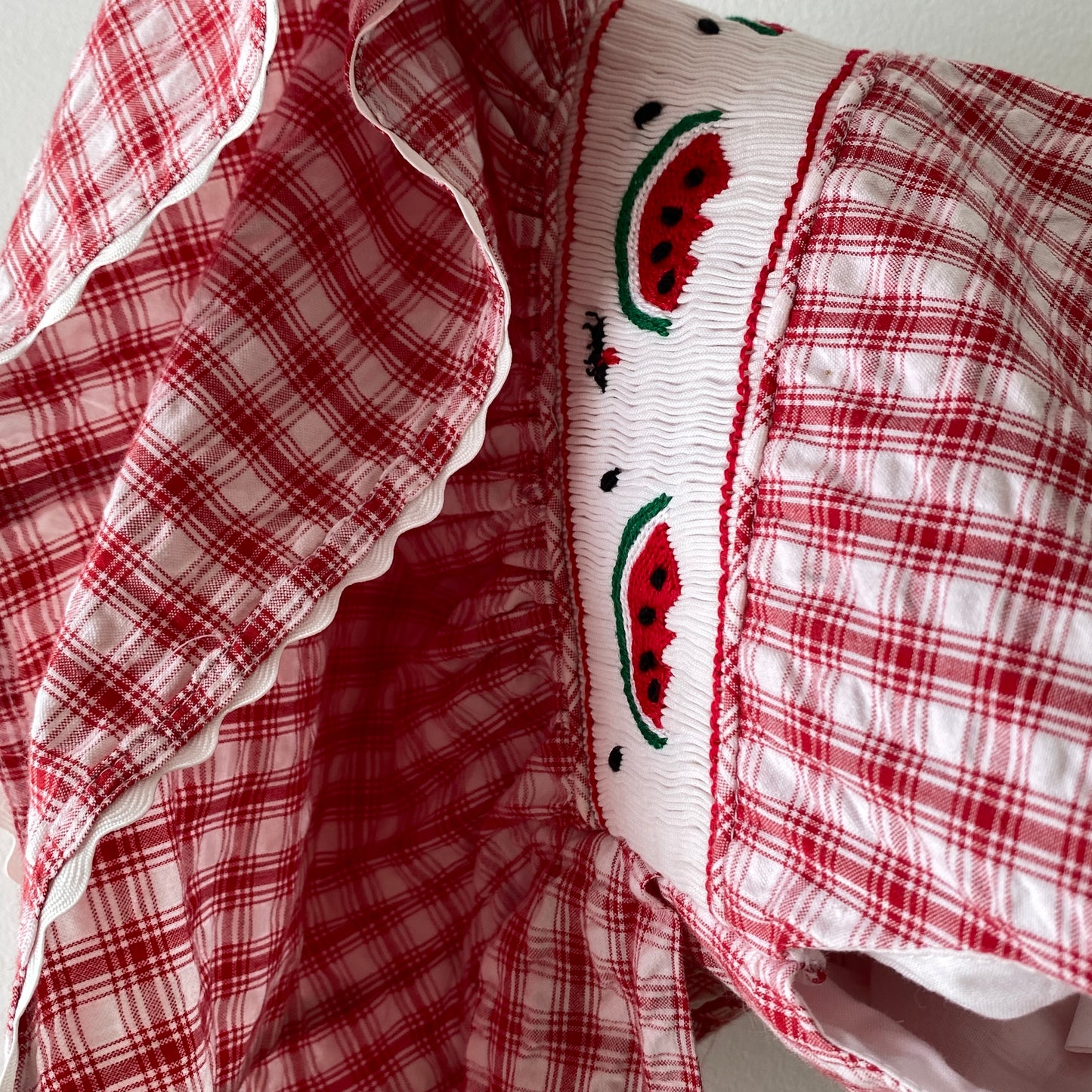 Vintage Red Smocked Tie-Back Dress (6M)