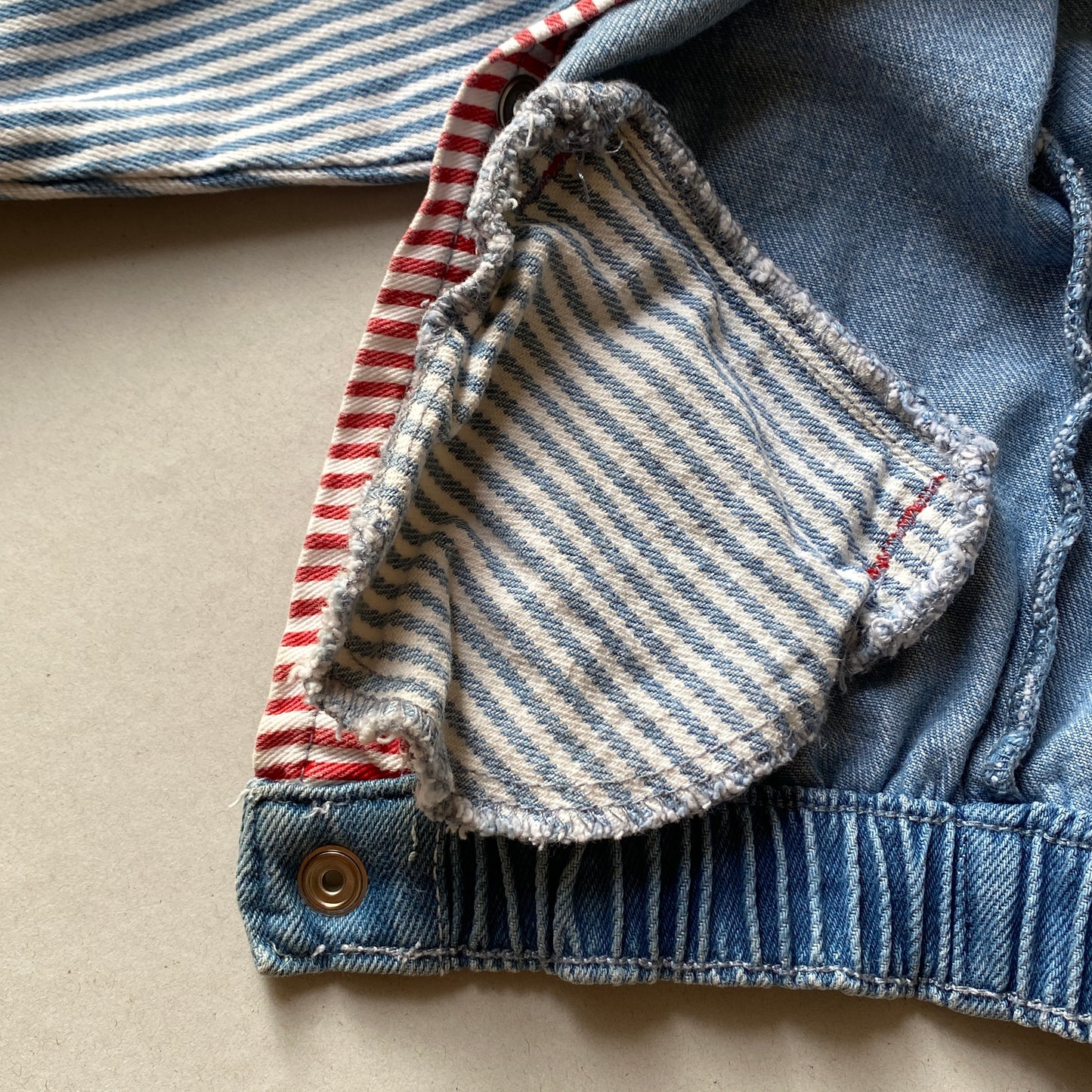 Rare vintage Thomas The Tank Engine Stripe Bomber Denim Jacket (5Y)
