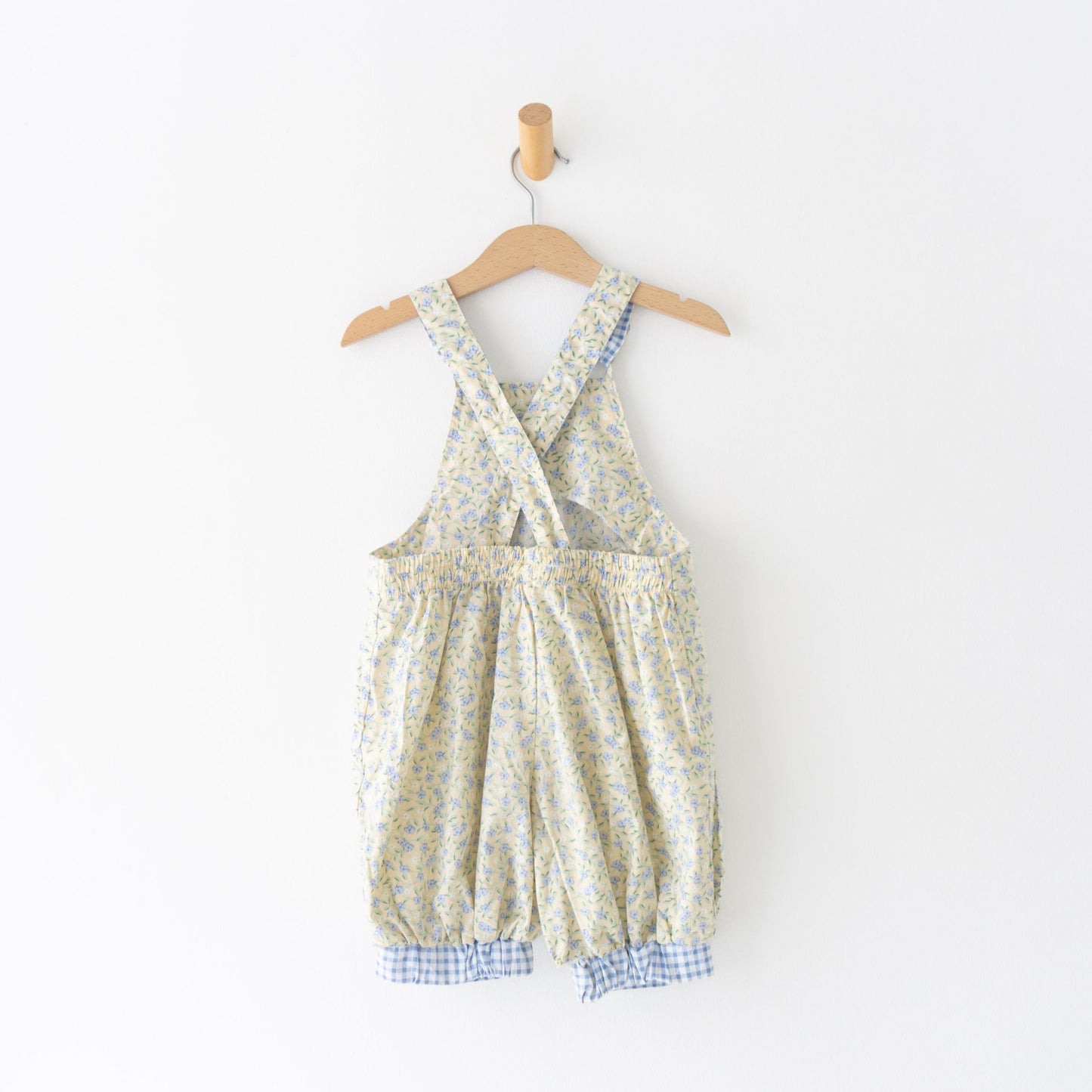 Vintage Handmade Floral Gingham Cross-Back Shortalls (4T)