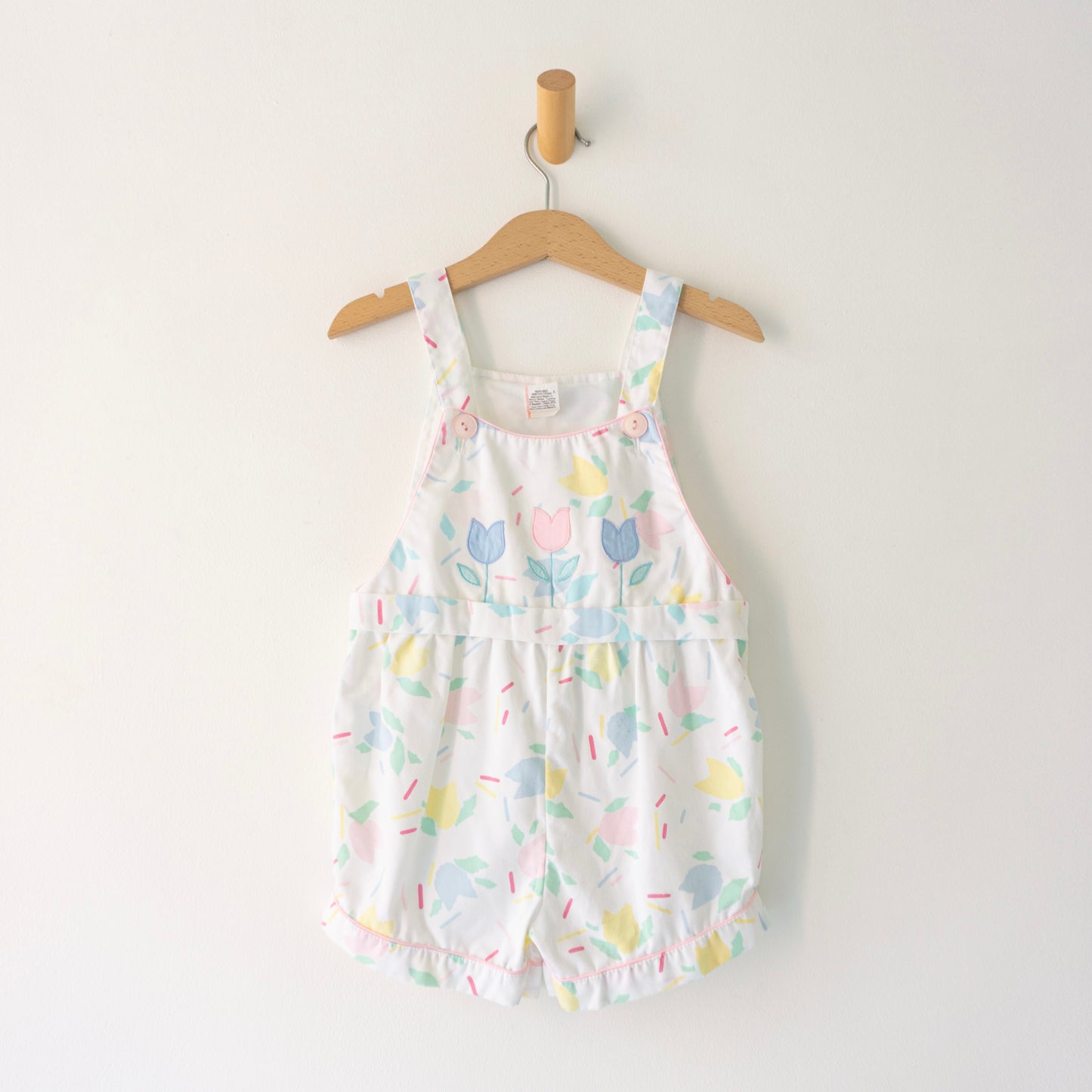 Vintage Pastel Tulips Shortalls (24M)