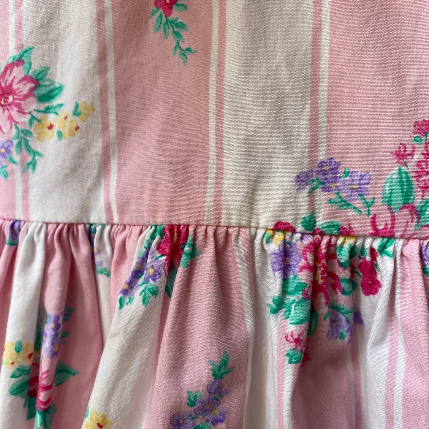 Vintage OshKosh Pink Floral Ribbon-Back Dress (12M)