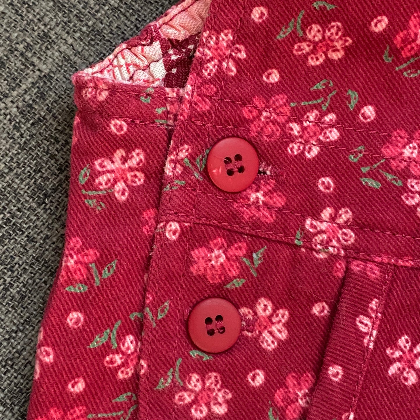 Vintage Ditsy Floral Magenta Denim Overalls (18-24M)