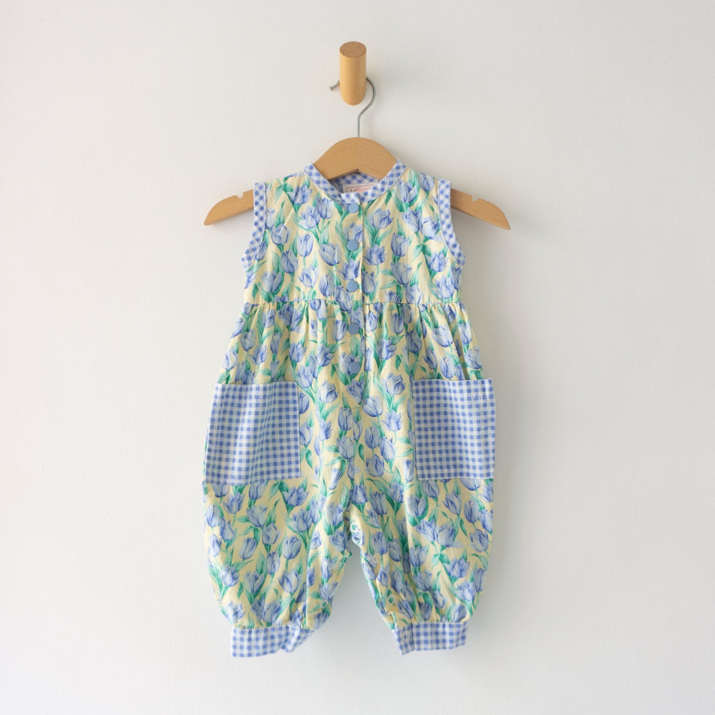 Vintage Tulip Gingham Romper (6M)