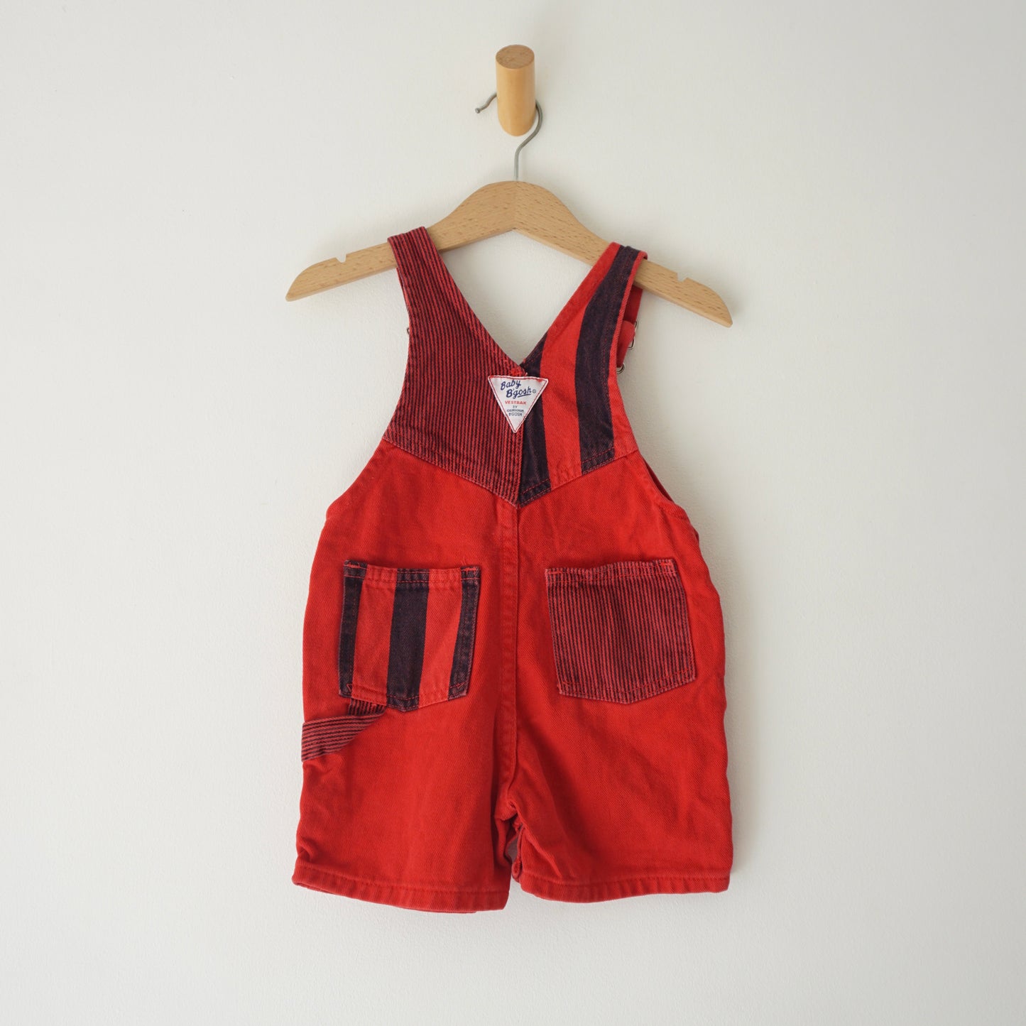 Vintage OshKosh Red Multi Stripe Denim Shortalls (18M)