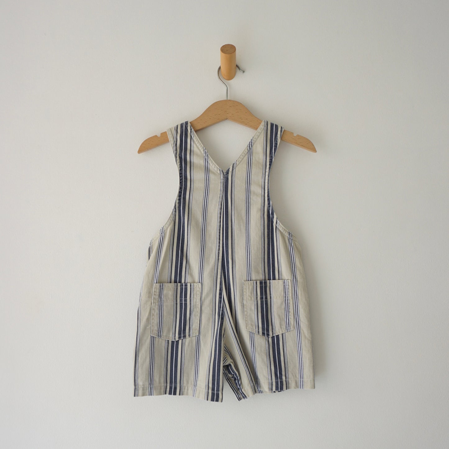 Vintage Beige/Navy Blue Multi-Stripe Shortalls (12M)