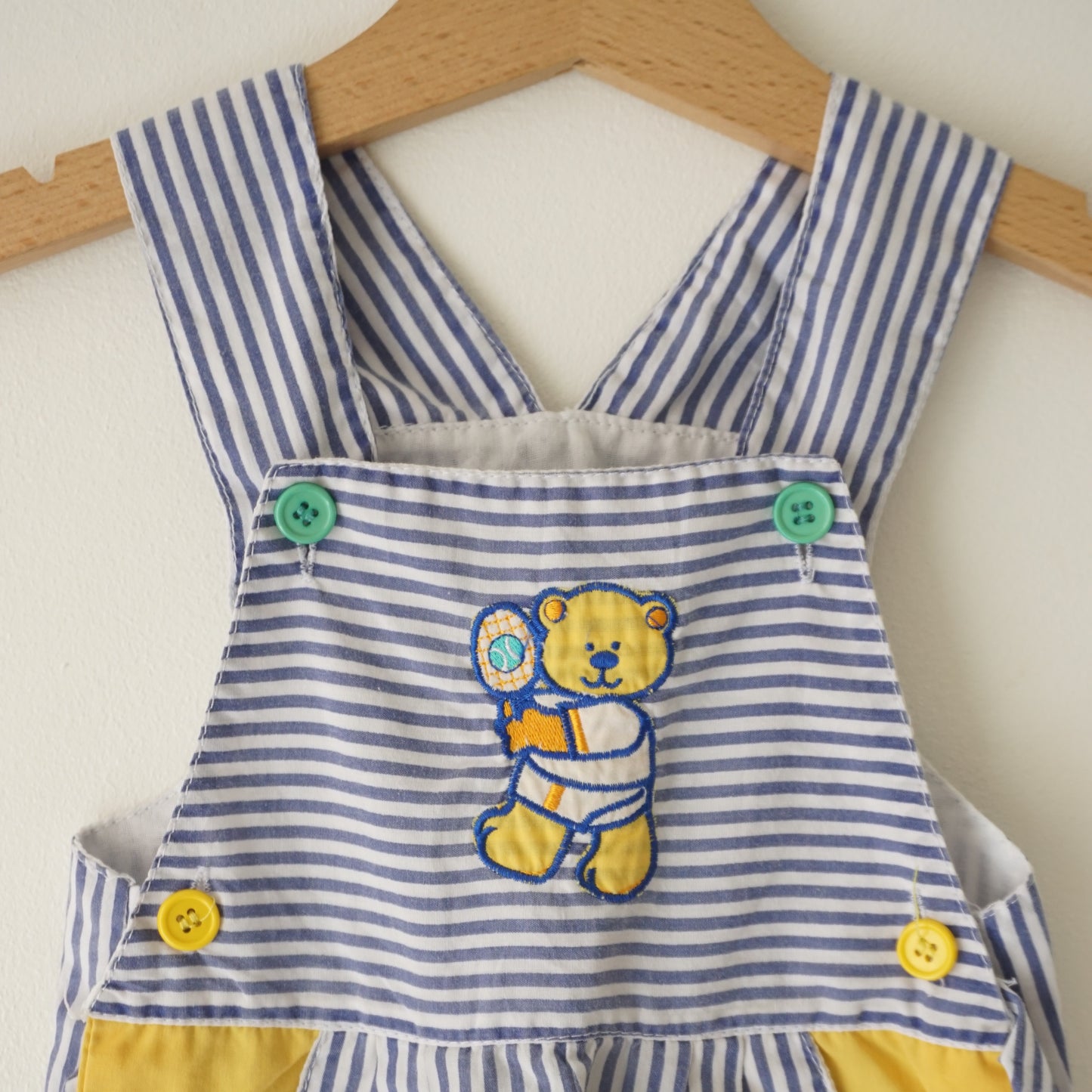 Vintage Bear Stripe Overalls (6/9M)