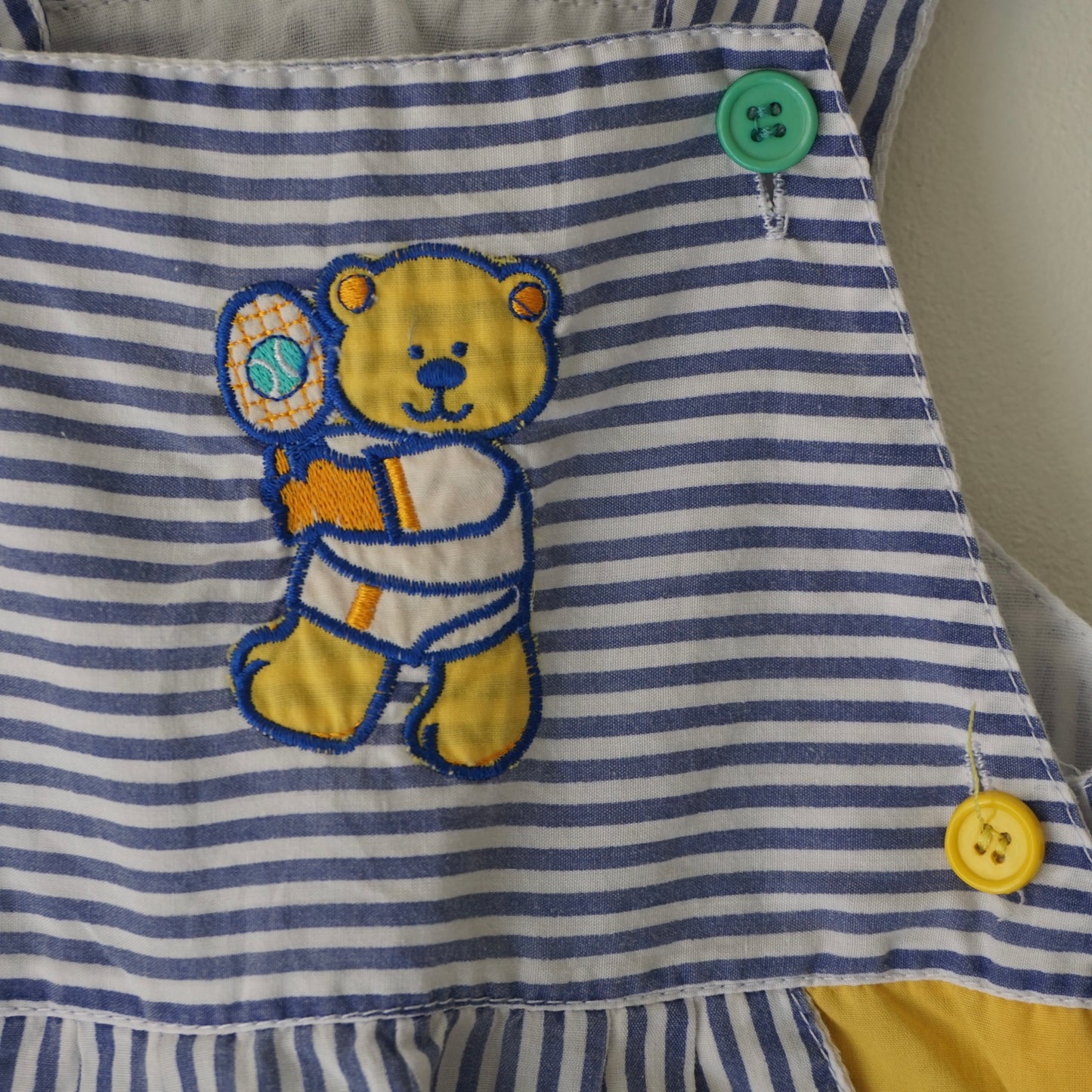 Vintage Bear Stripe Overalls (6/9M)