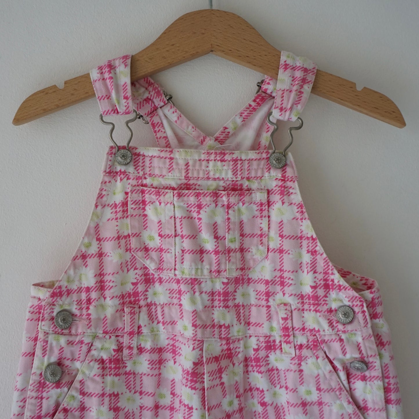 Vintage Pink Floral Plaid Overalls (18M)