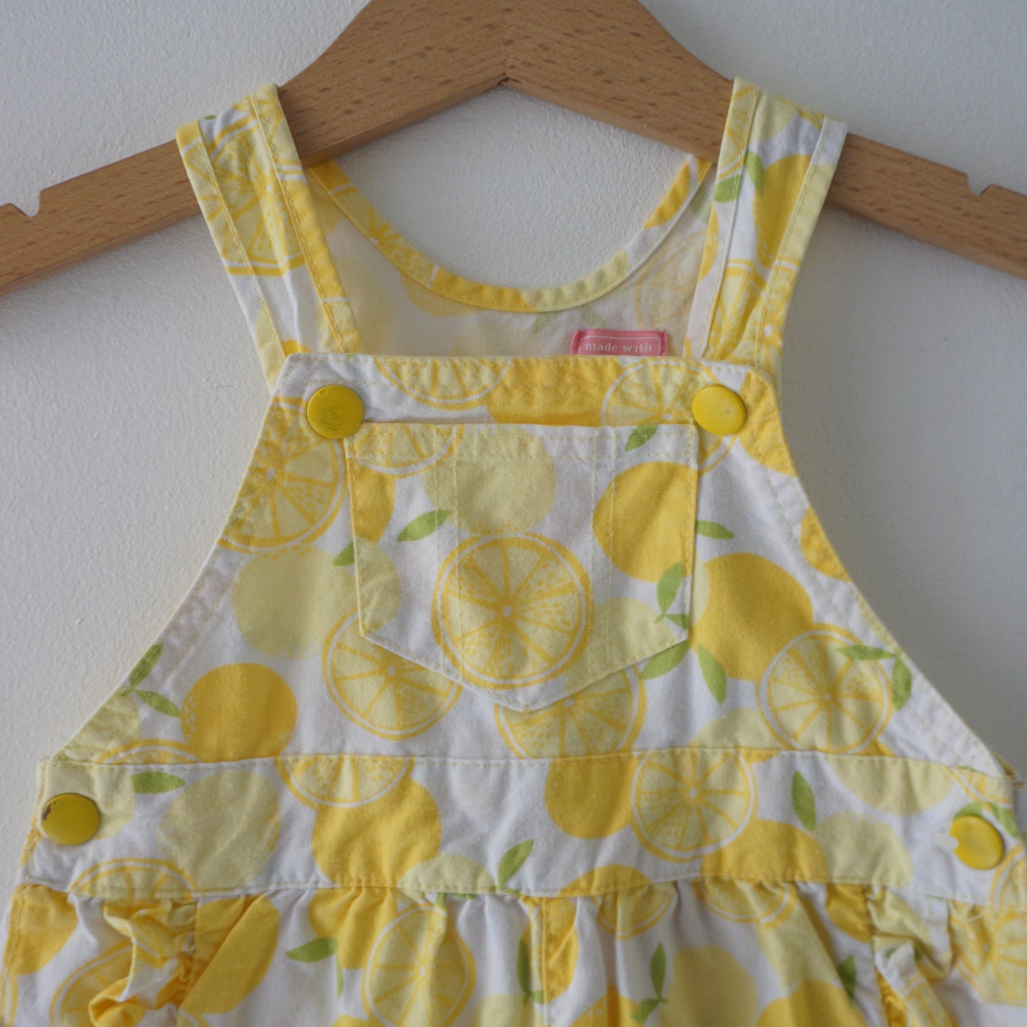 Retro Lemon Frill Shortalls (6/9M)