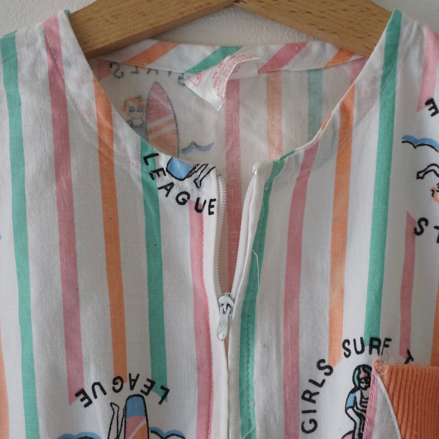 Vintage Surf Pastel Stripe Zip-Up Romper (7-8Y)