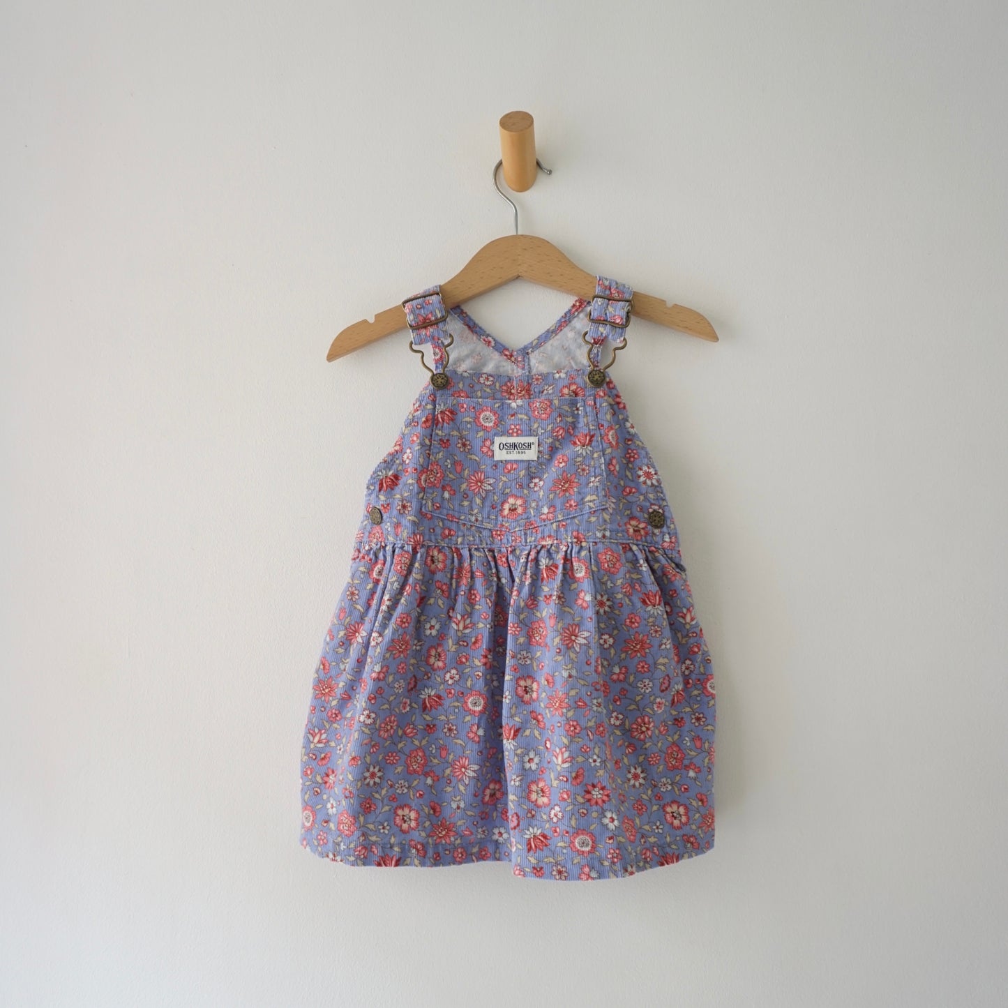 Retro OshKosh Periwinkle Floral Cord Skirtall (18-24M)