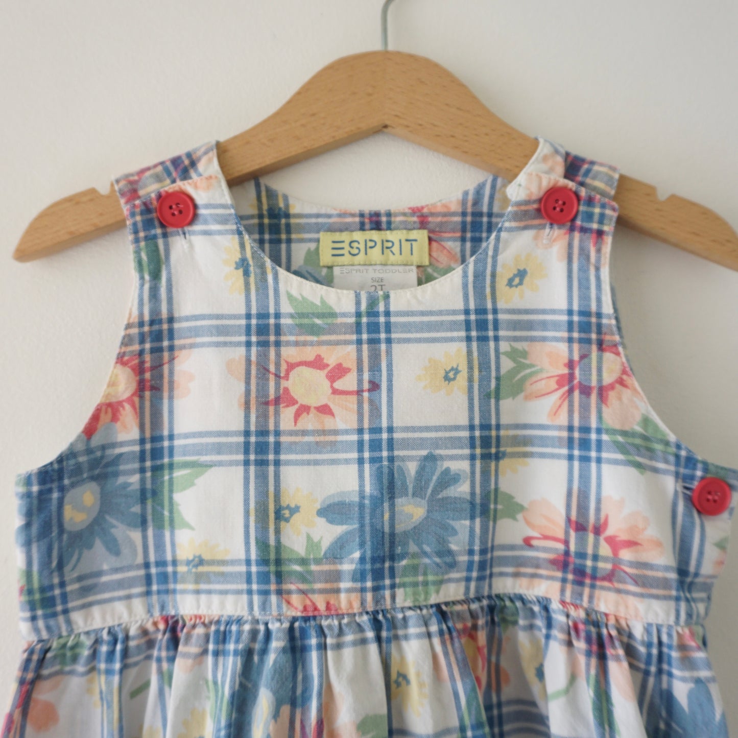 Vintage Pastel Floral Plaid Dress (2T)