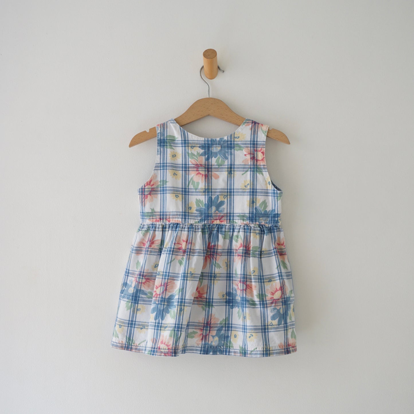 Vintage Pastel Floral Plaid Dress (2T)