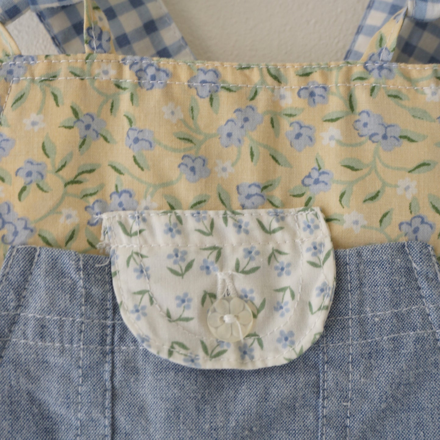 Vintage Handmade Floral Gingham Cross-Back Shortalls (4T)