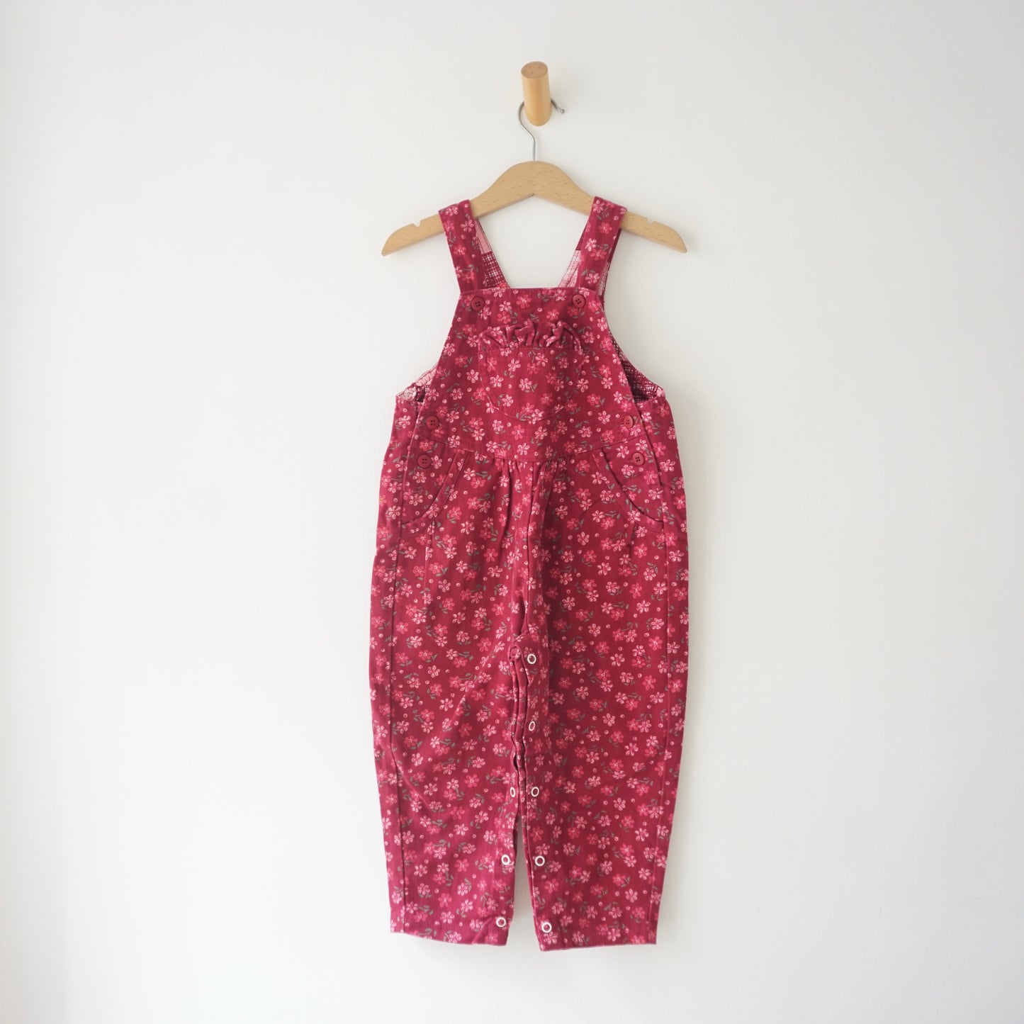 Vintage Ditsy Floral Magenta Denim Overalls (18-24M)