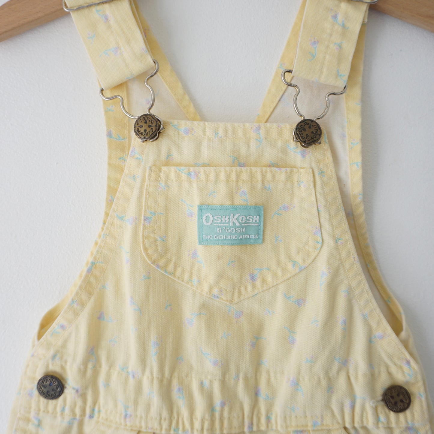 Vintage OshKosh Yellow Ditsy Floral Cuffed Shortalls (4T)