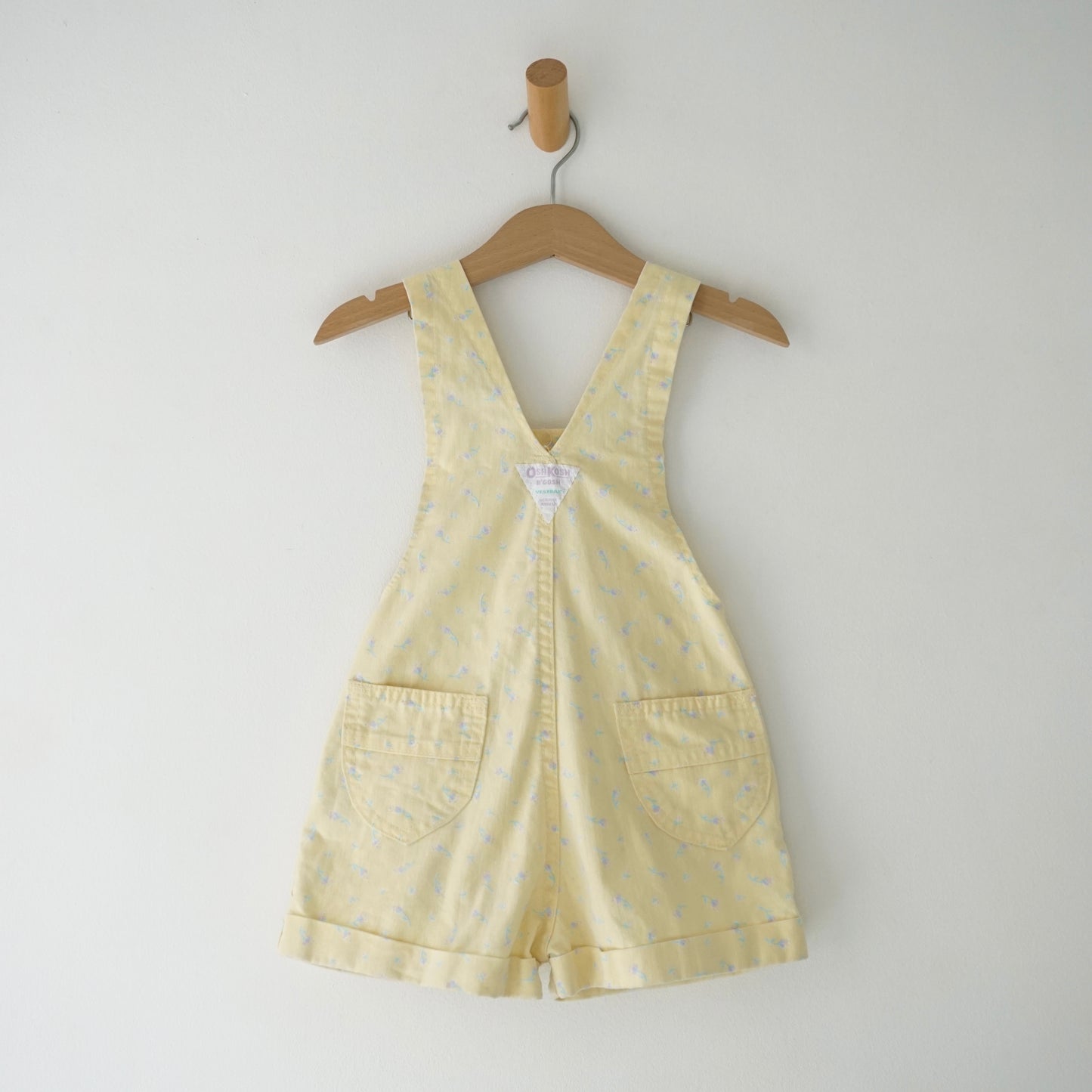 Vintage OshKosh Yellow Ditsy Floral Cuffed Shortalls (4T)