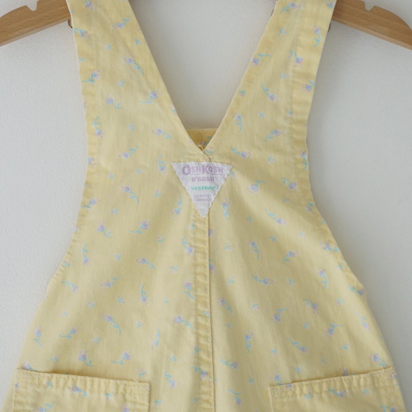 Vintage OshKosh Yellow Ditsy Floral Cuffed Shortalls (4T)