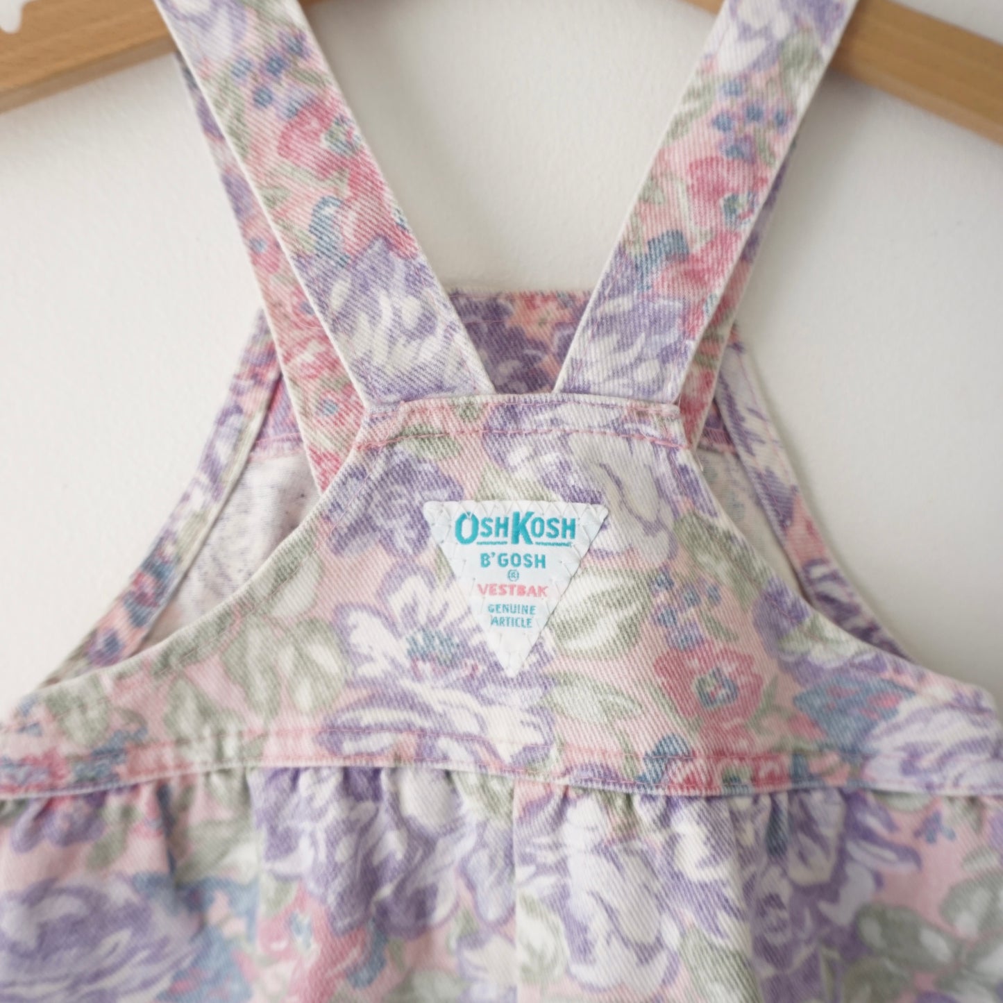 HTF Vintage OshKosh Lilac Pink Floral Denim Bubble (2T)