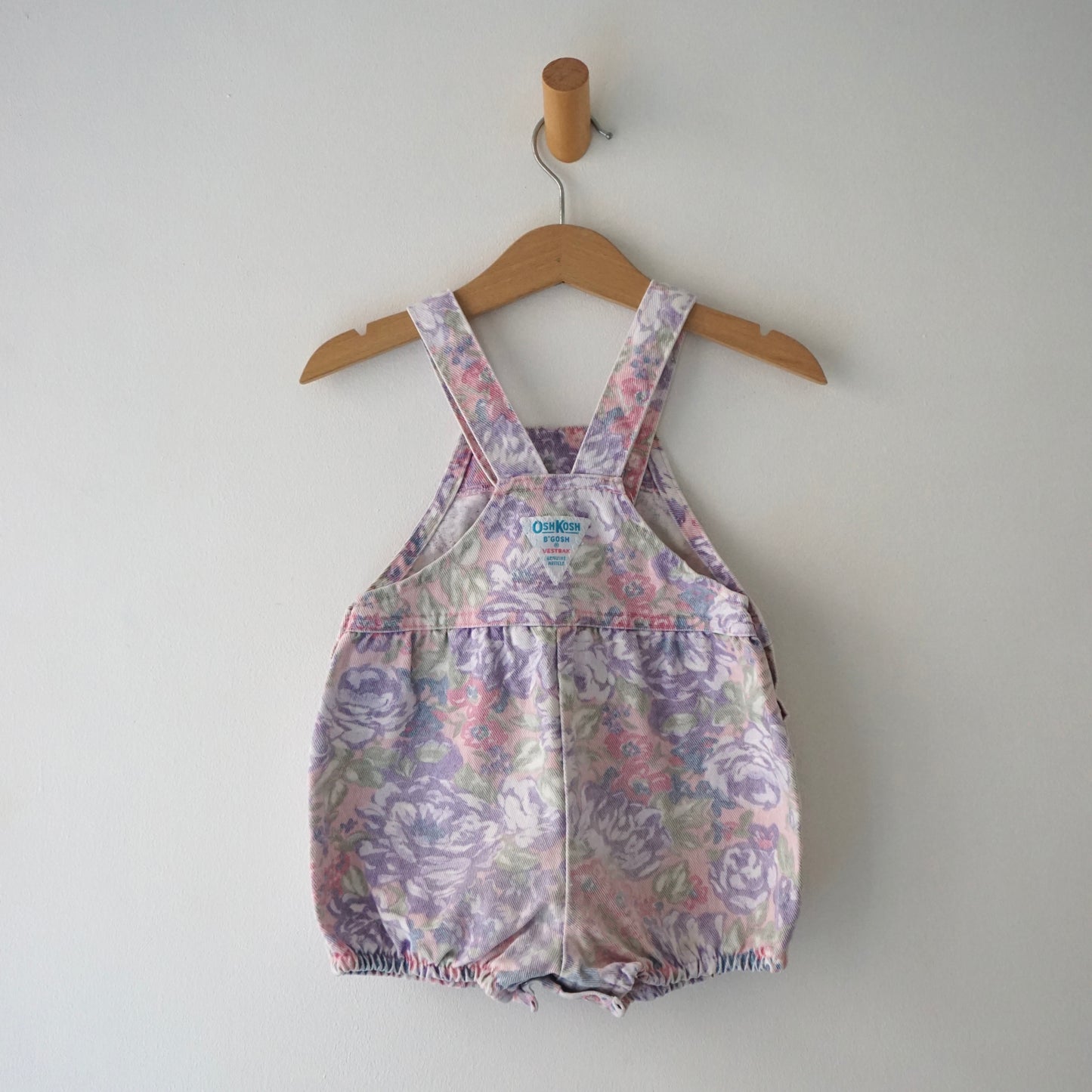 HTF Vintage OshKosh Lilac Pink Floral Denim Bubble (2T)