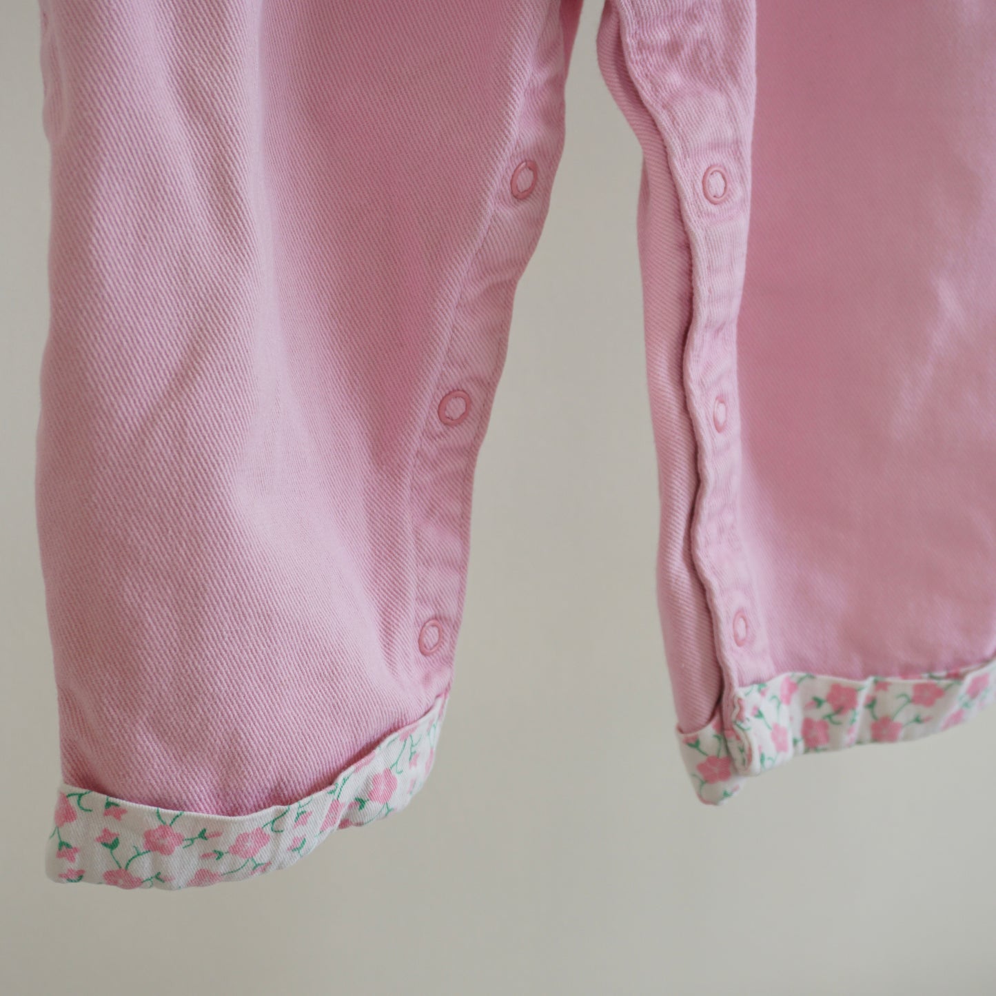 Vintage OshKosh Pastel Pink Bow-Back Cuffed Denim Overalls (3T)