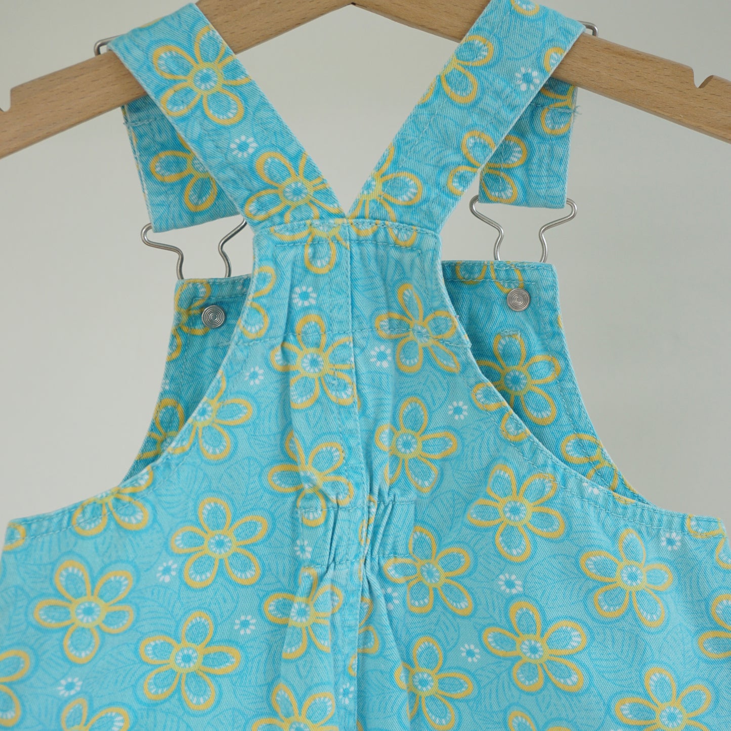 Y2K Turquoise Yellow Floral Shortalls (18M)