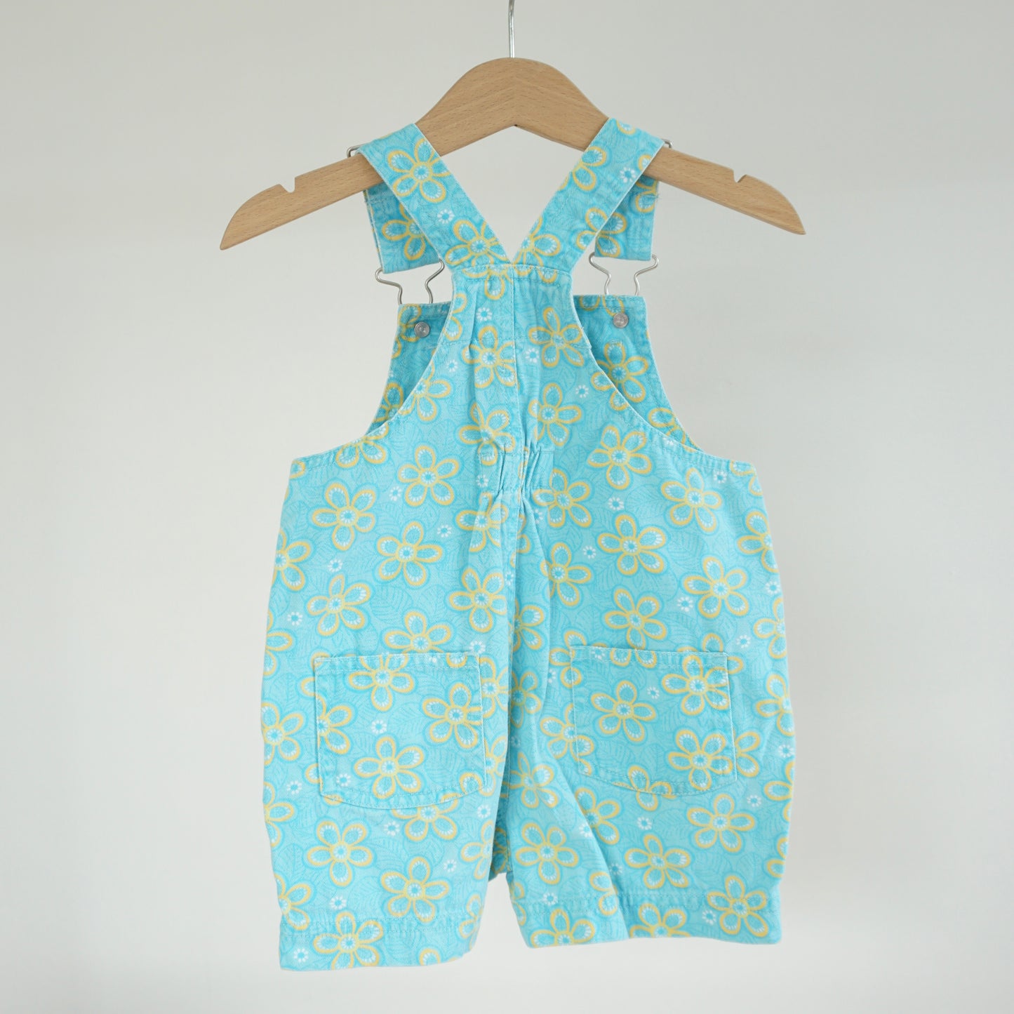 Y2K Turquoise Yellow Floral Shortalls (18M)