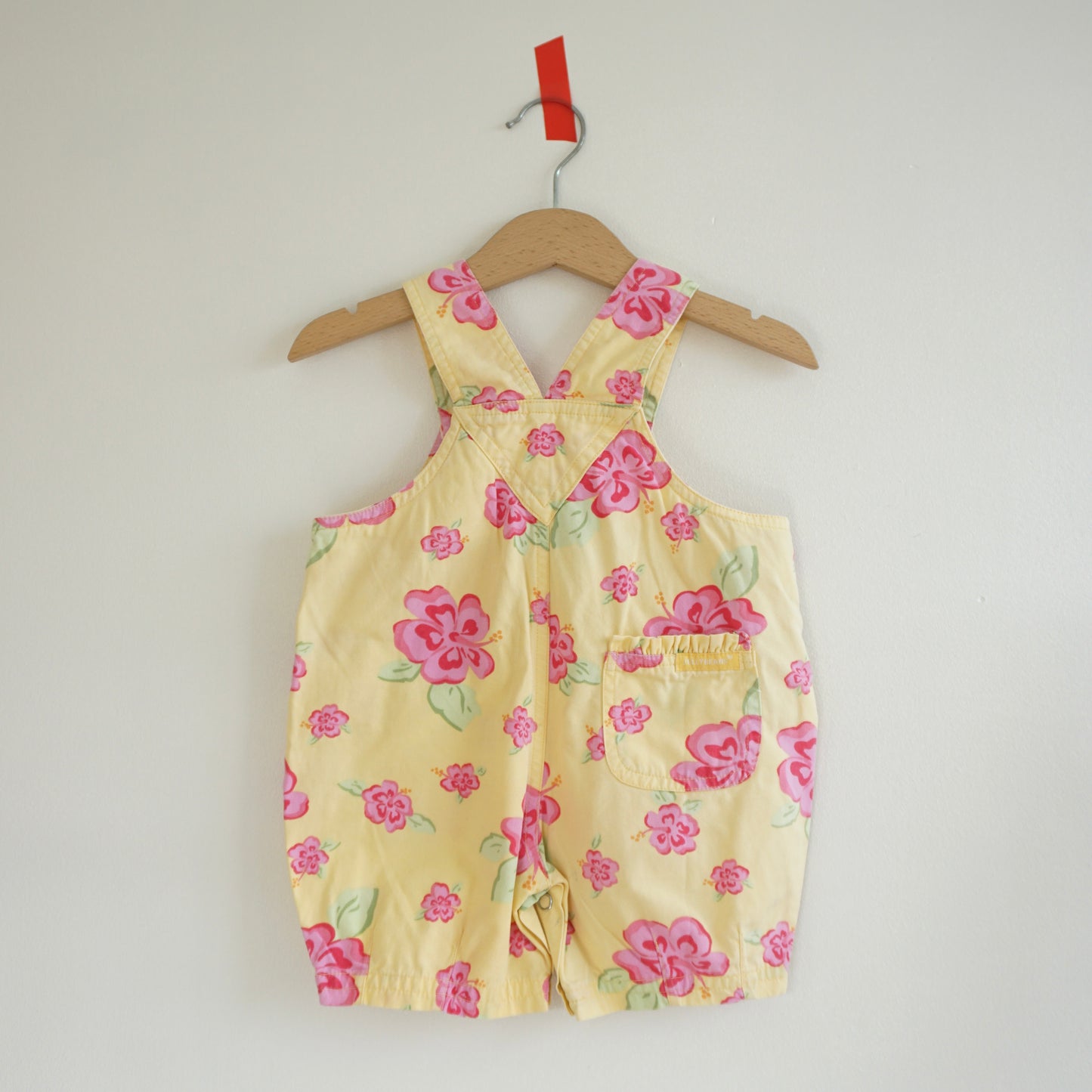 Aus-Designed Vintage Yellow Pink Hibiscus Shortalls (9/12M)