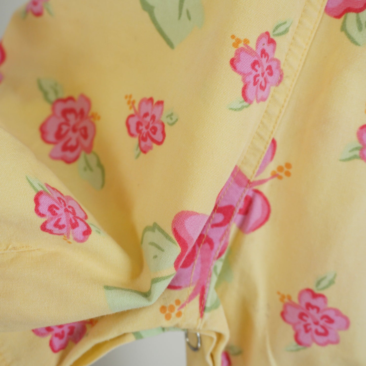 Aus-Designed Vintage Yellow Pink Hibiscus Shortalls (9/12M)