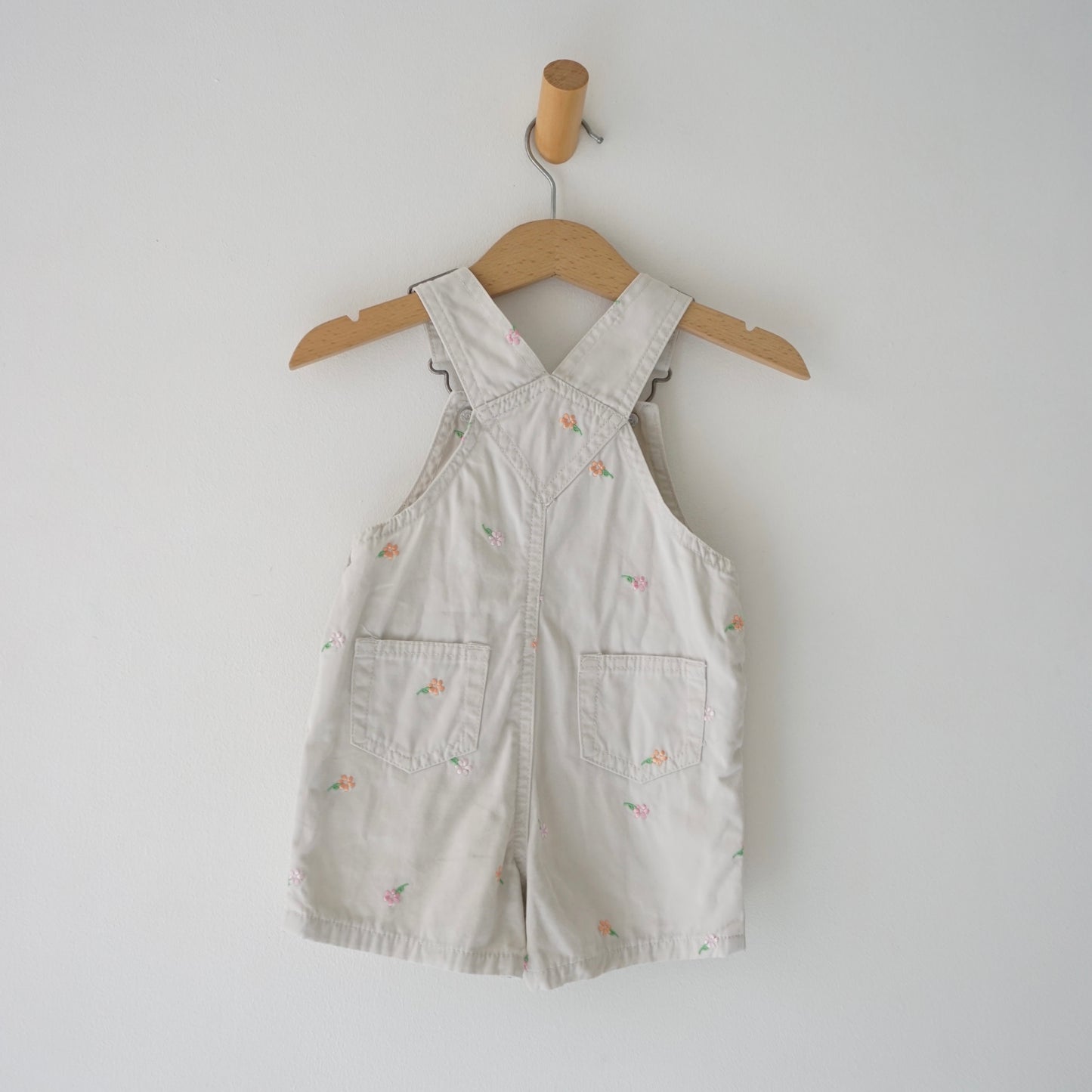 Beige Ditsy Floral Embroidered Shortalls (6M)