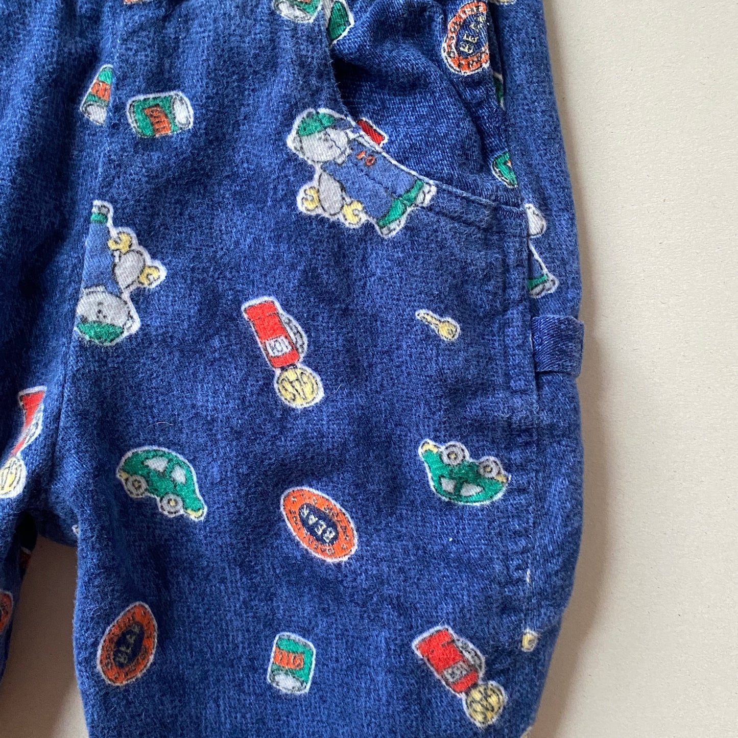 Vintage OshKosh Blue Flannel Bear Overalls (6/9M)