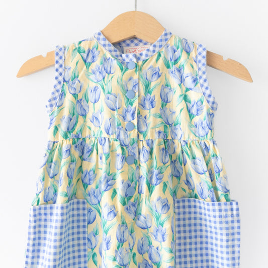 Vintage Tulip Gingham Romper (6M)