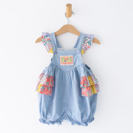 Vintage Floral Patch Bubble Romper (6-12M)