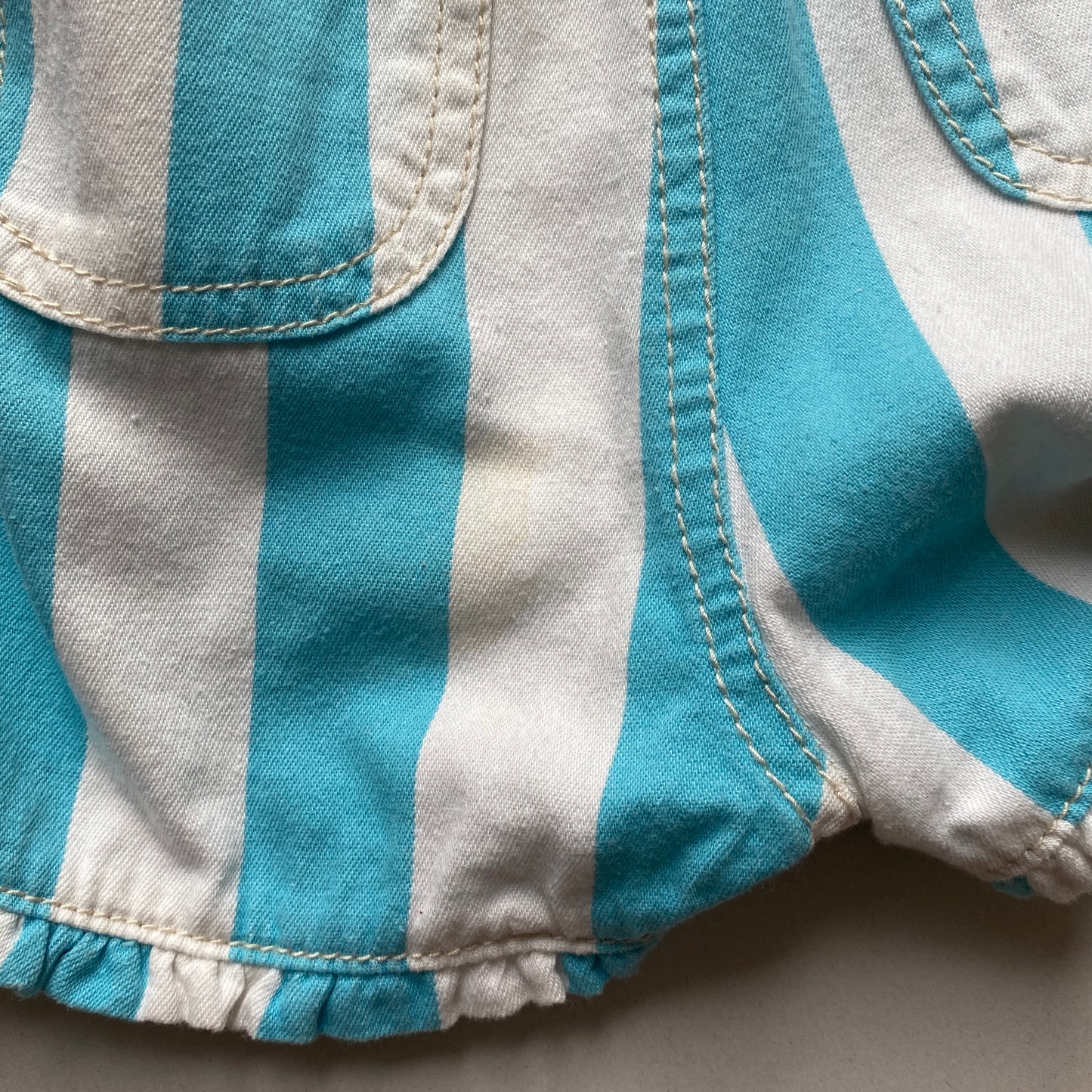 OshKosh Blue White Chunky Striped Shortalls (24M)