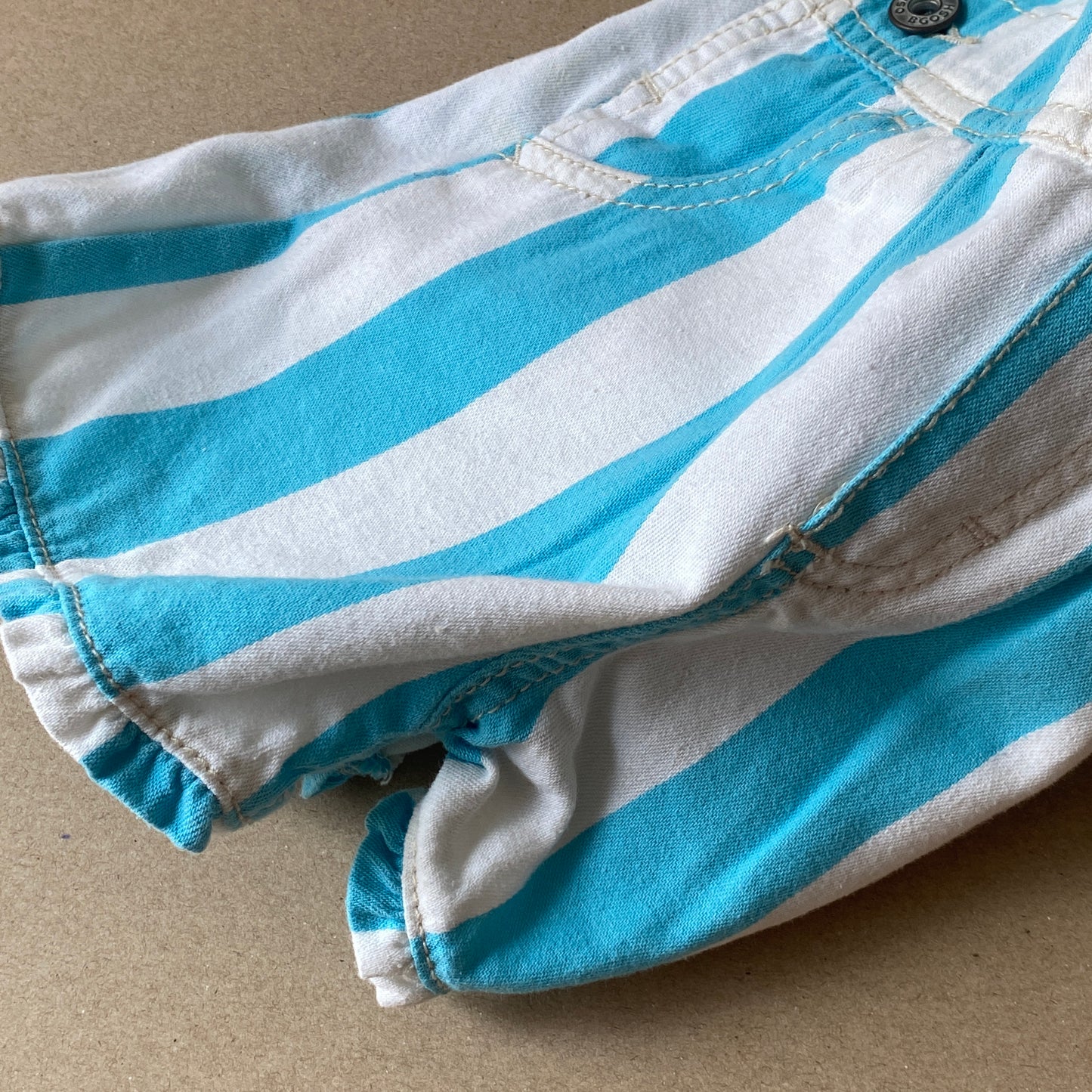 OshKosh Blue White Chunky Striped Shortalls (24M)
